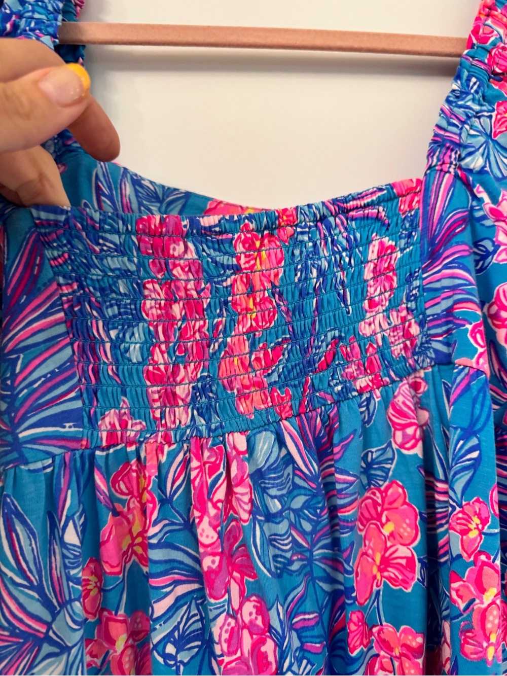 Lilly Pulitzer Blue Dress with Pink Floral Print - Picture 4 of 4